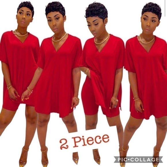 Blu Trends Pants - Red! 2 Piece Biker’s Shorts & Top